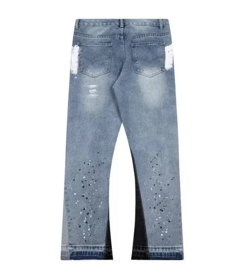 "Painted" Flared Denim