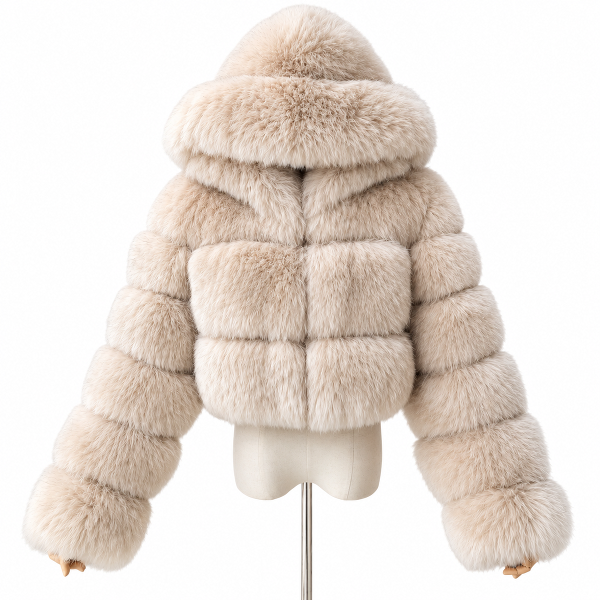 Luxe Hooded Fur Look Jacket