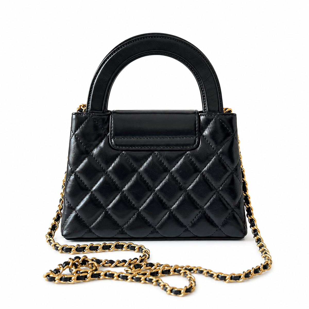 "CC" Quilted Top Handle Bag