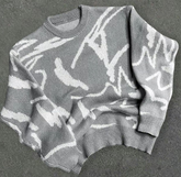 Geometric Street Knit – Drop Shoulder Rundhals-Pullover